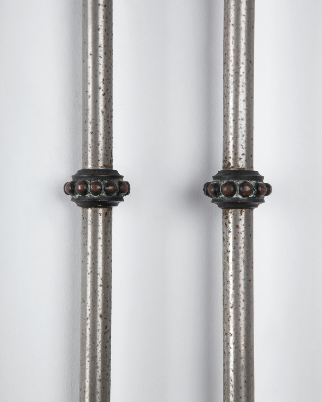 Bronze and Nickel Fireplace Tongs with Acorn Finial