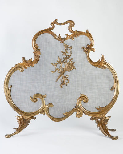 Vintage Collection image 1 of a Bronze Louis XV Fireplace Screen with Foliate Details antique.