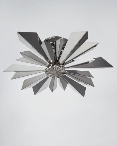 Tony Duquette Collection image 1 of a California Sunburst 18 Flush Mount made-to-order.  Shown in Duquette Nickel.