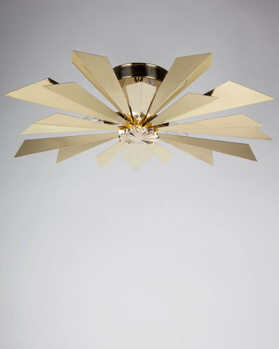 Tony Duquette Collection image 1 of a California Sunburst 24 Flush Mount made-to-order.  Shown in Duquette Brass.