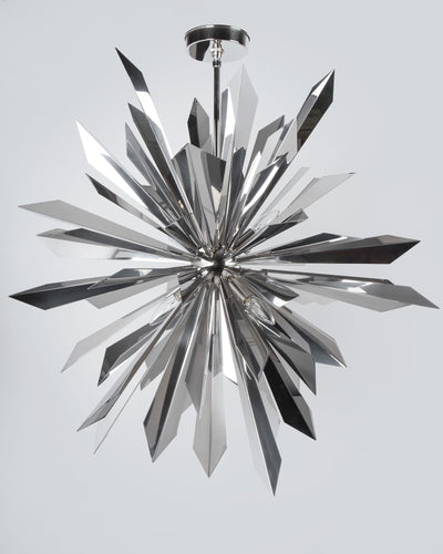 Tony Duquette Collection image 1 of a California Sunburst 36 Chandelier made-to-order.  Shown in Duquette Nickel.
