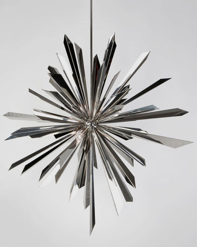 Tony Duquette Collection image 1 of a California Sunburst 45 Chandelier made-to-order.  Shown in Duquette Nickel.