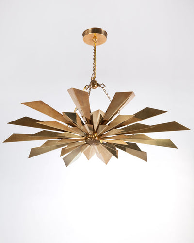 Tony Duquette Collection image 1 of a California Sunburst Corona 36 Chandelier made-to-order in a Duquette Antique Brass finish.
