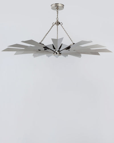 Tony Duquette Collection image 1 of a California Sunburst Corona 42 Chandelier made-to-order.  Shown in Duquette Nickel.