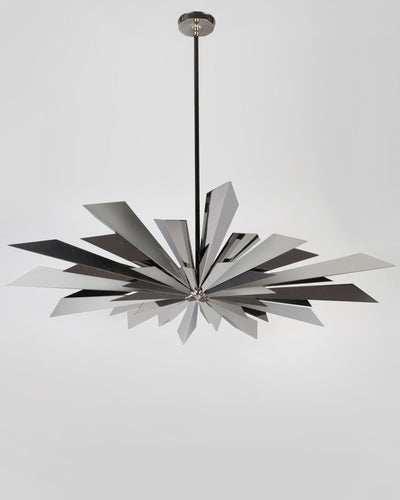Tony Duquette Collection image 1 of a California Sunburst Corona 46 Pendant made-to-order.  Shown in Duquette Nickel.