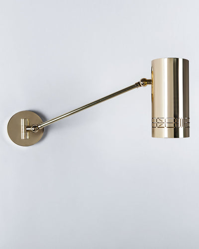 Commune Collection image 1 of a Can Reading Sconce, Long Arm made-to-order.  Shown in Polished Brass.