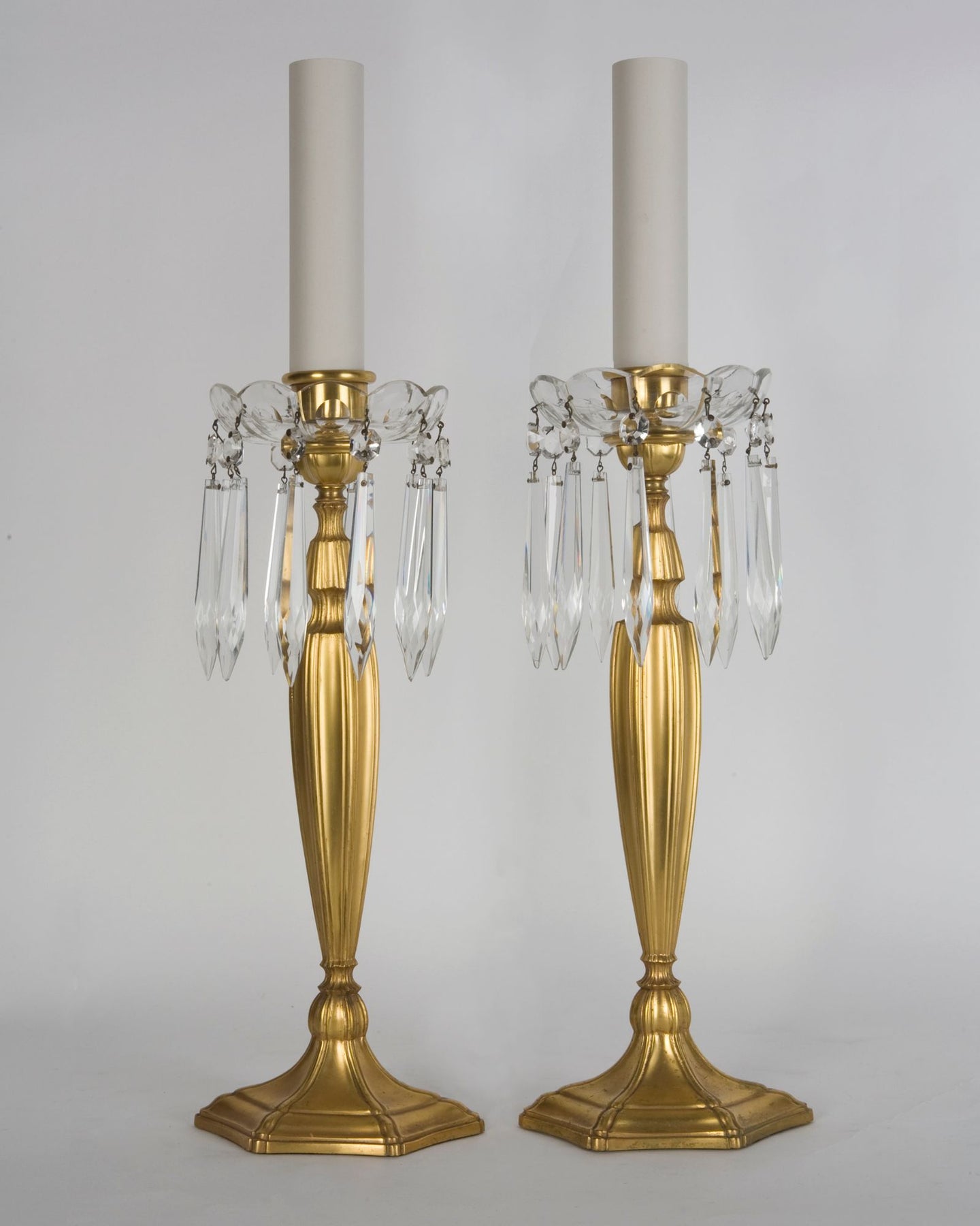 Takke Migration Spanien Candlestick Lamps with Crystal Prisms by Sterling Bronze | Vintage  Collection