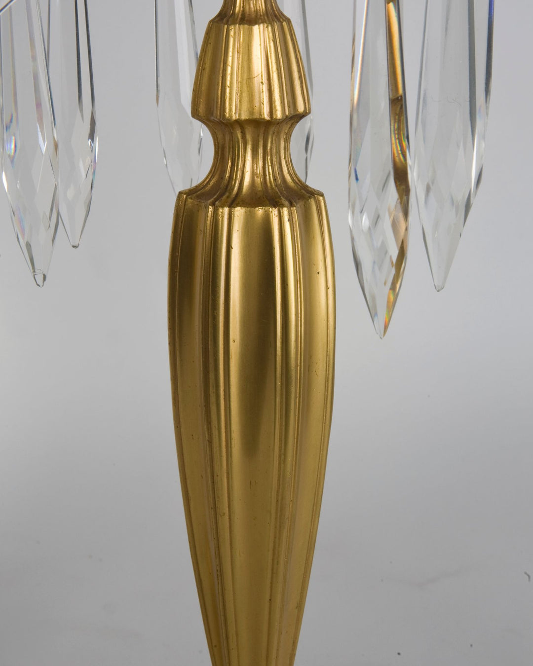 Candlestick Lamps with Crystal Prisms by Sterling Bronze | Vintage