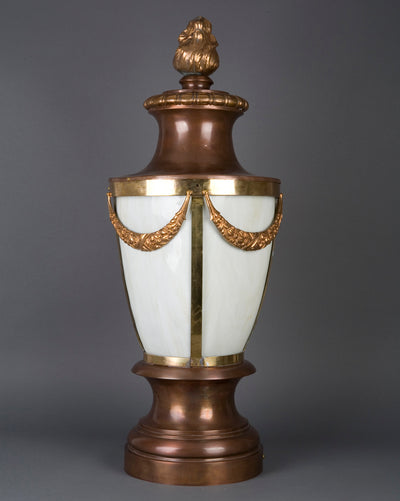 Vintage Collection image 1 of a Copper Post Light with Curved White Glass antique.