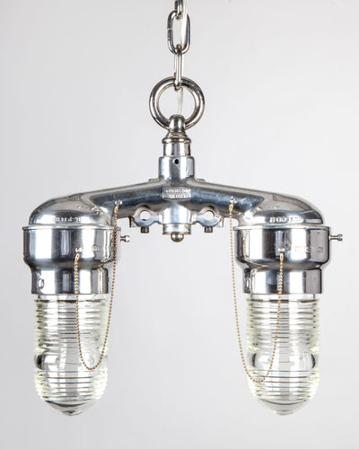 Vintage Collection image 1 of a Crouse Hinds Two Arm Pendant with Fresnel Glass antique.