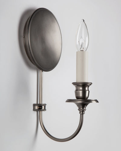 Remains Lighting Co. Collection image 1 of a Curtiss Sconce made-to-order.  Shown in Light Pewter.