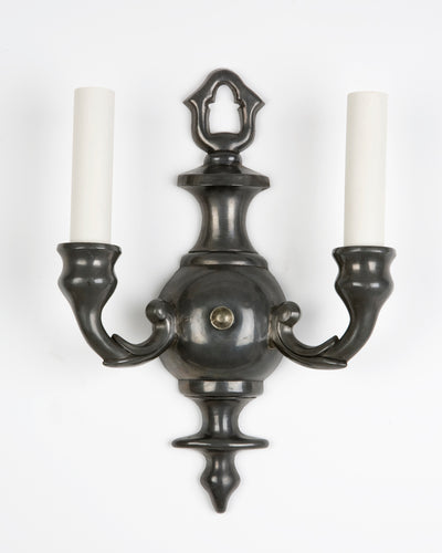 Vintage Collection image 1 of a pair of Darkened Pewter Sconces antique.