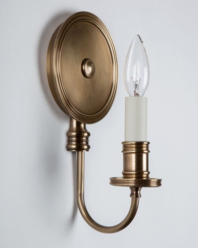Remains Lighting Co. Collection image 1 of a De Havilland Sconce made-to-order.  Shown in Antique Brass.