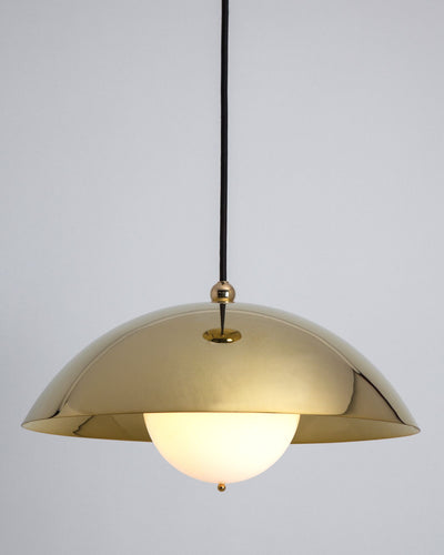 Commune Collection image 1 of a Dome Pendant with Solid Shade made-to-order in a Polished Brass finish.