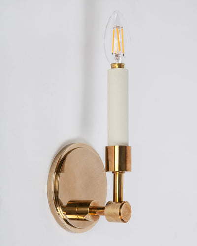 Remains Lighting Co. Collection image 1 of a Dornier Sconce made-to-order.  Shown in Antique Brass.