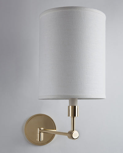 Remains Lighting Co. Collection image 1 of a Dornier Single Swing Arm Sconce made-to-order.  Shown in Polished Brass.