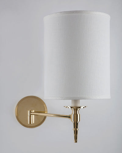 Remains Lighting Co. Collection image 1 of a Douglas Single Swing Arm Sconce made-to-order.  Shown in Polished Brass.