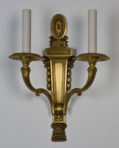 Vintage Collection image 1 of a E. F. Caldwell Sconce with Beaded and Bellflower Details antique.