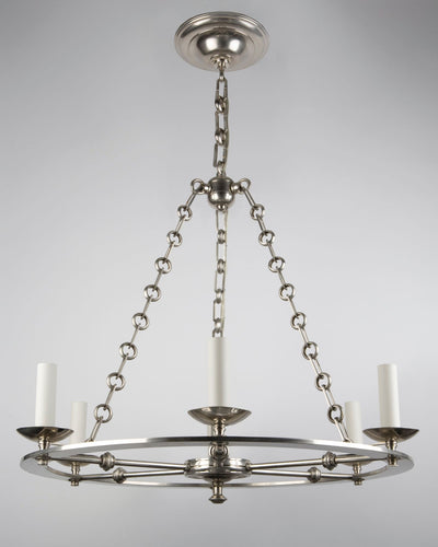 Remains Lighting Co. Collection image 1 of a Elias 24 Chandelier made-to-order.  Shown in Polished Nickel.