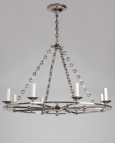 Remains Lighting Co. Collection image 1 of a Elias 31 Chandelier made-to-order.  Shown in Polished Nickel.