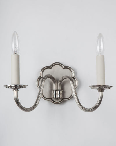 Remains Lighting Co. Collection image 1 of a Elizabeth Twin Sconce made-to-order.  Shown in Satin Nickel.