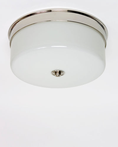 Remains Lighting Co. Collection image 1 of a Ella Flush Mount made-to-order.  Shown in Polished Nickel.
