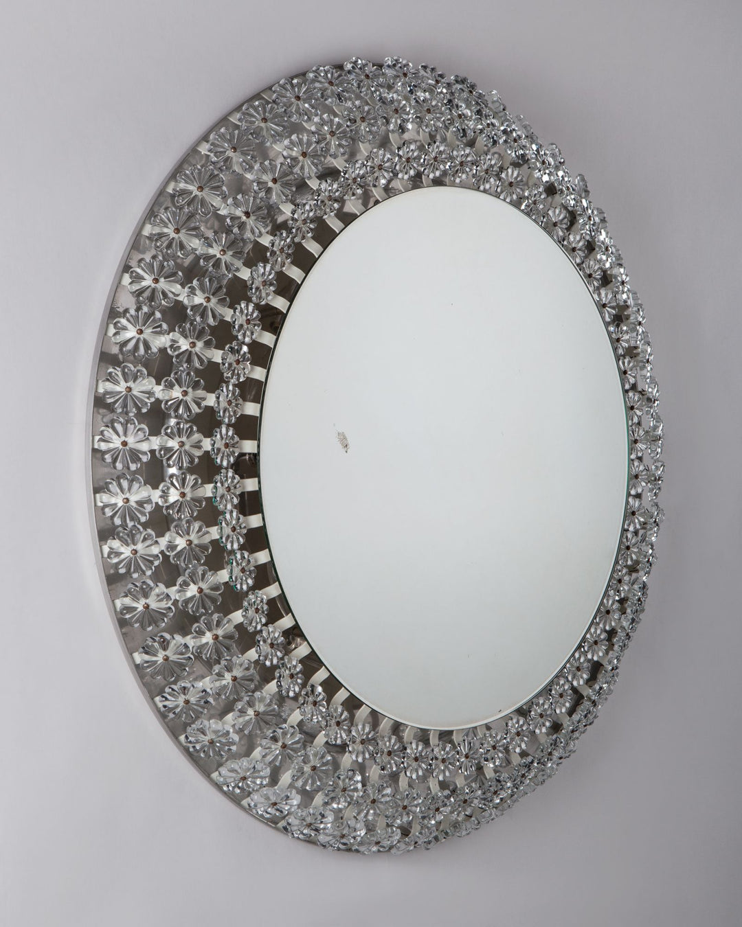Emil Stejnar Illuminated Mirror with Crystal Flowers | Vintage