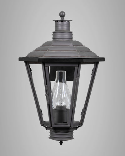 Scofield Lighting Collection image 1 of a English Gas Exterior Wall Lantern Small made-to-order.  Shown in Bronzed Copper.
