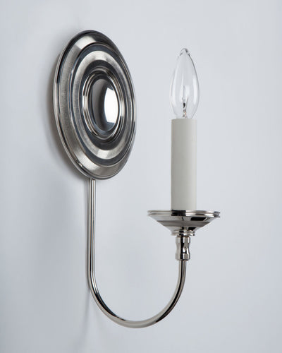Remains Lighting Co. Collection image 1 of a Fairchild Sconce made-to-order.  Shown in Polished Nickel.