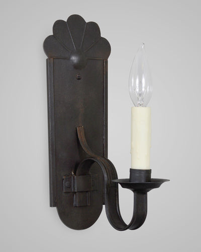 Scofield Lighting Collection image 1 of a Fan Top Wall Sconce made-to-order.  Shown in Aged Tin.