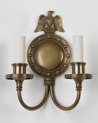 Vintage Collection image 1 of a pair of Federal Style Brass Sconces with Eagle Finials antique.
