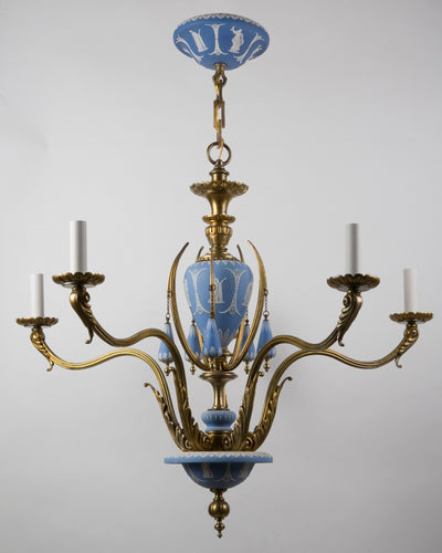 Vintage Collection image 1 of a Five Arm Wedgwood Ceramic Chandelier antique.