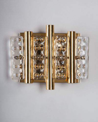 Vintage Collection image 1 of a pair of Flygsfors Gilded Sconces with Dimpled Glass Tiles antique in a Original Gilding finish.