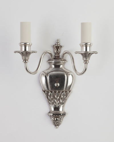 Vintage Collection image 1 of a pair of Foliate Silverplate Sconces antique.
