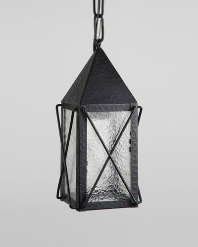 Vintage Collection image 1 of a Four Sided Black Lantern with Pebble Glass antique.