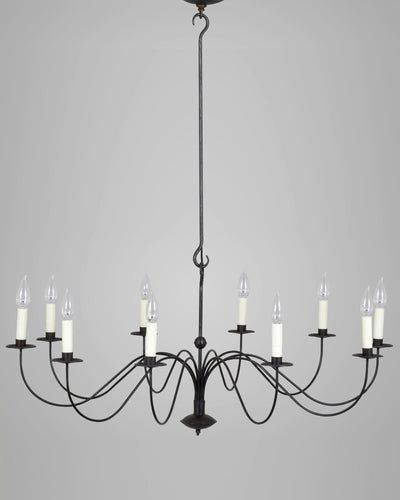 Scofield Lighting Collection image 1 of a French Single Tier Chandelier Extra Large made-to-order.  Shown in Aged Tin.
