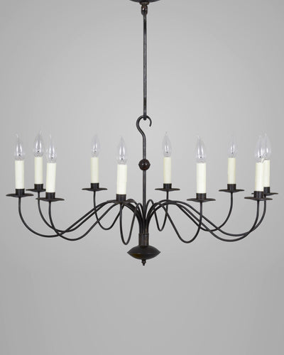Scofield Lighting Collection image 1 of a French Single Tier Chandelier Large made-to-order.  Shown in Aged Tin.