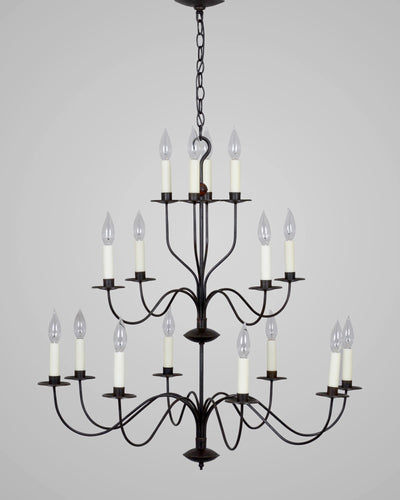 Scofield Lighting Collection image 1 of a French Triple Tier Chandelier made-to-order.  Shown in Aged Tin.