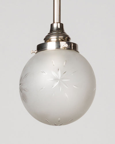 Vintage Collection image 1 of a Frosted Glass Pendant with Wheel Cut Starburst antique.