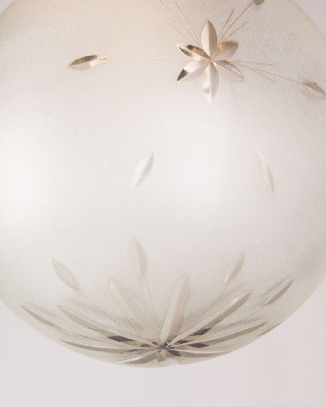 Frosted Wheel Cut Glass Pendant with Starburst Pattern | Vintage