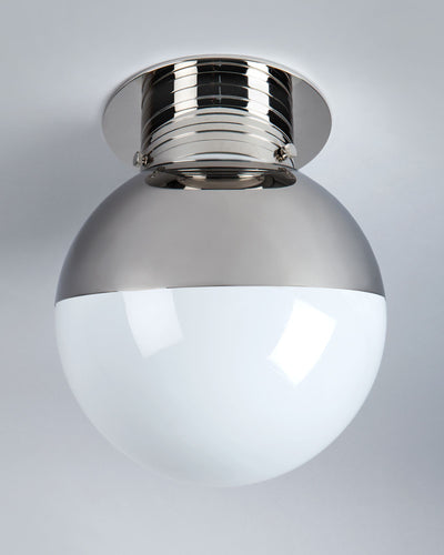 Commune Collection image 1 of a Globe Flush Mount with Shade made-to-order in a Polished Nickel finish.