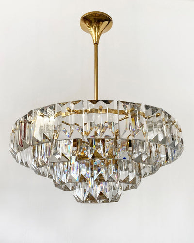 Vintage Collection image 1 of a Gold Ott Chandelier with Faceted Rectangular Glass antique.