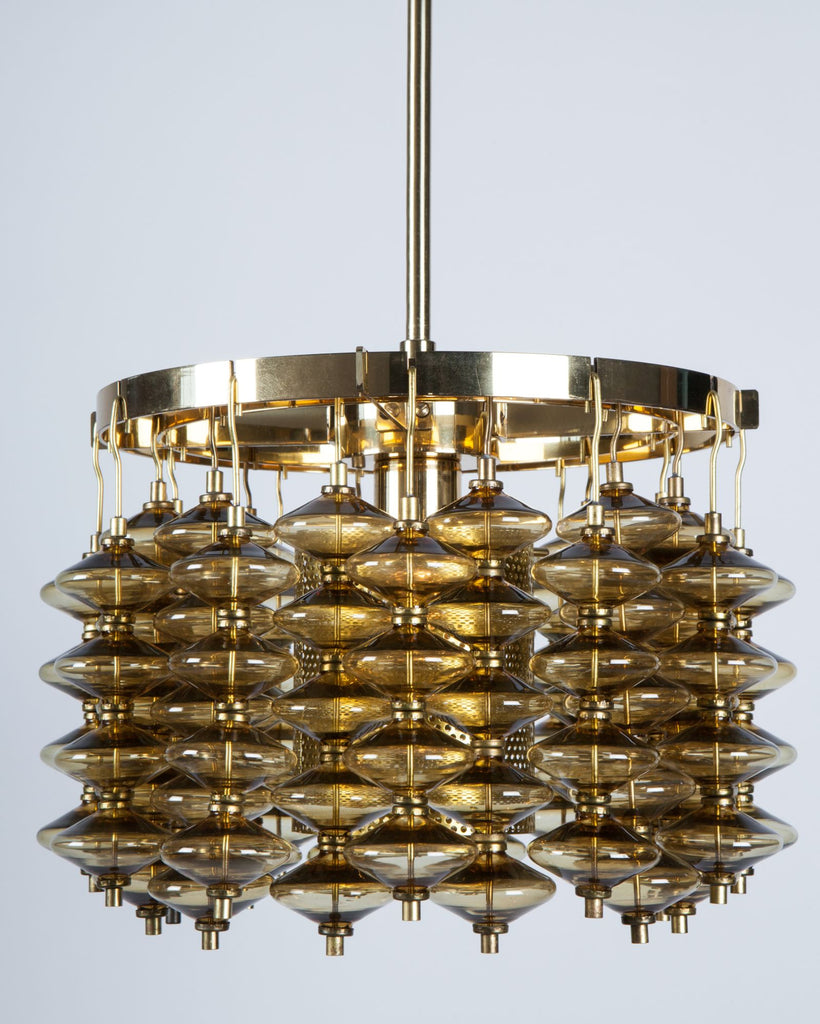 Hans-Agne Jakobsson Chandelier with Amber Glass | Vintage