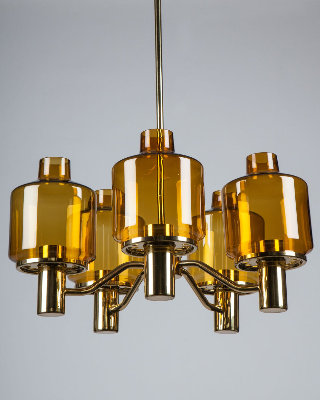 Hans-Agne Jakobsson Chandelier with Textured Glass Shades