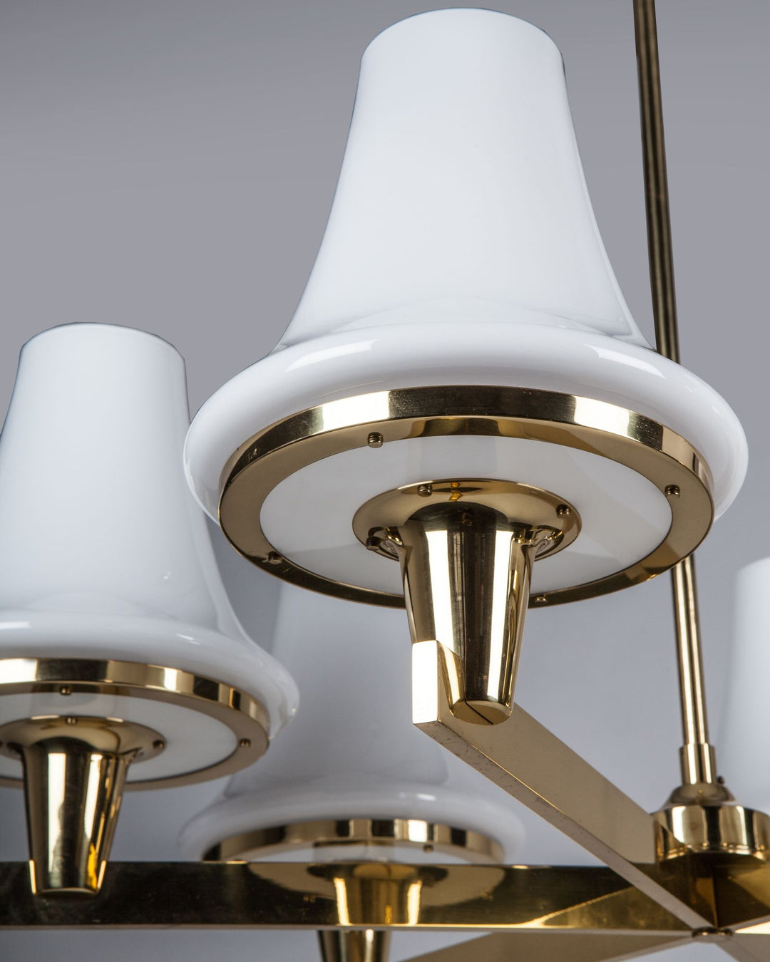 Hans-Agne Jakobsson Chandelier with Opal Glass Shades | Vintage