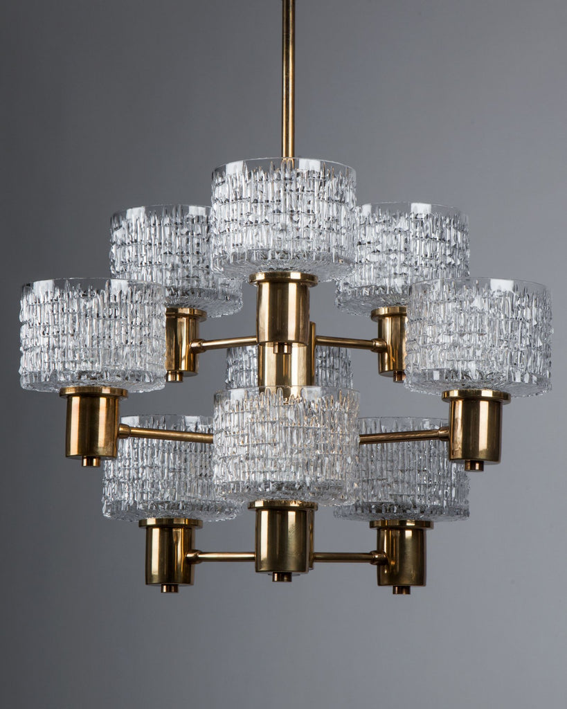 Hans-Agne Jakobsson Chandelier with Textured Glass Shades