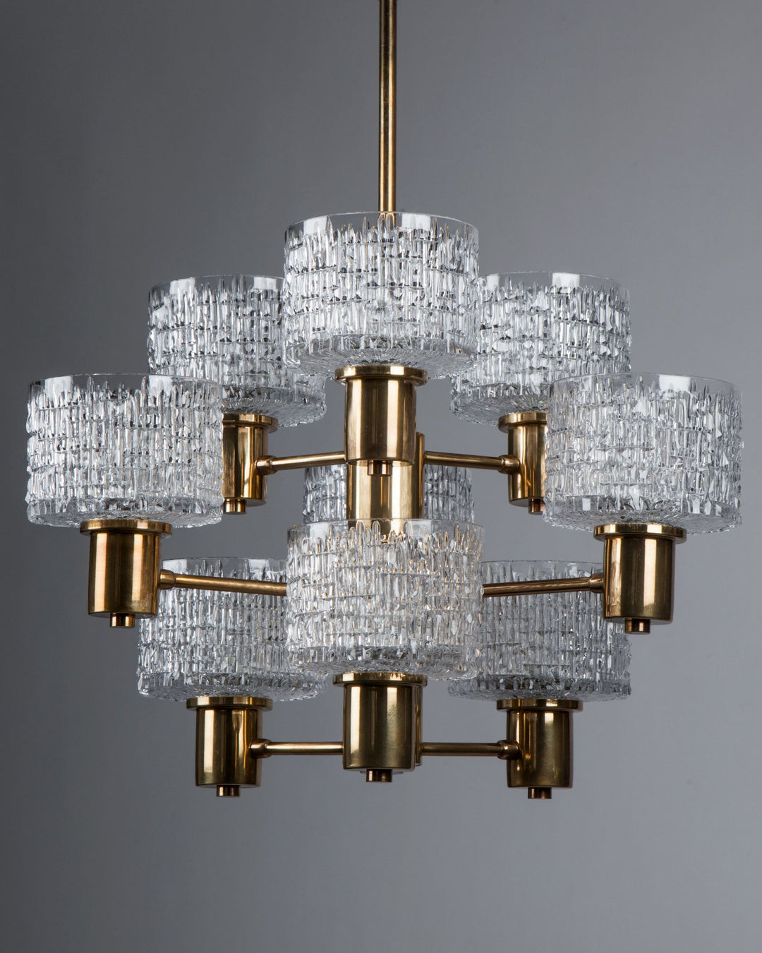 Hans-Agne Jakobsson Chandelier with Textured Glass Shades