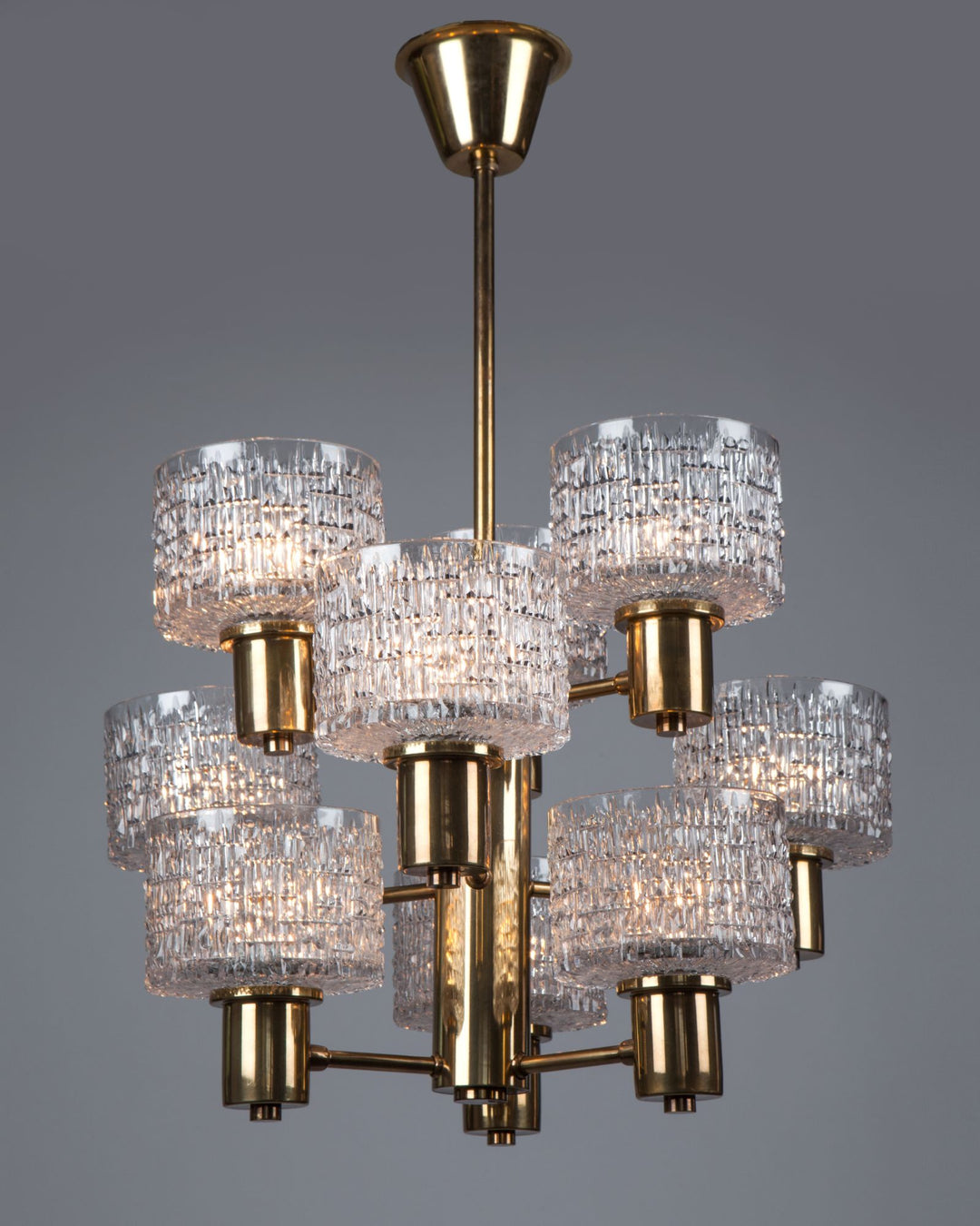 Hans-Agne Jakobsson Chandelier with Textured Glass Shades