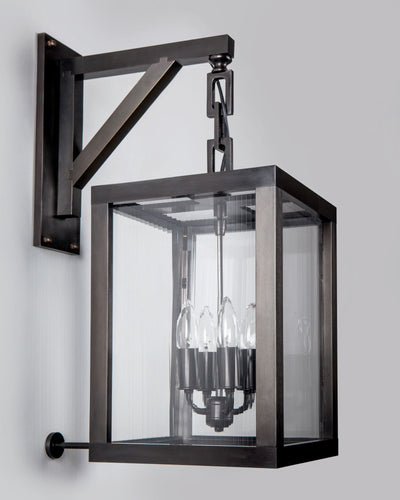 Remains Lighting Co. Collection image 1 of a Heron Exterior Wall Lantern made-to-order.  Shown in Dark Waxed Bronze.