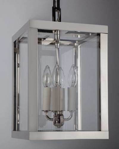 Remains Lighting Co. Collection image 1 of a Heron Lantern made-to-order.  Shown in Polished Nickel.